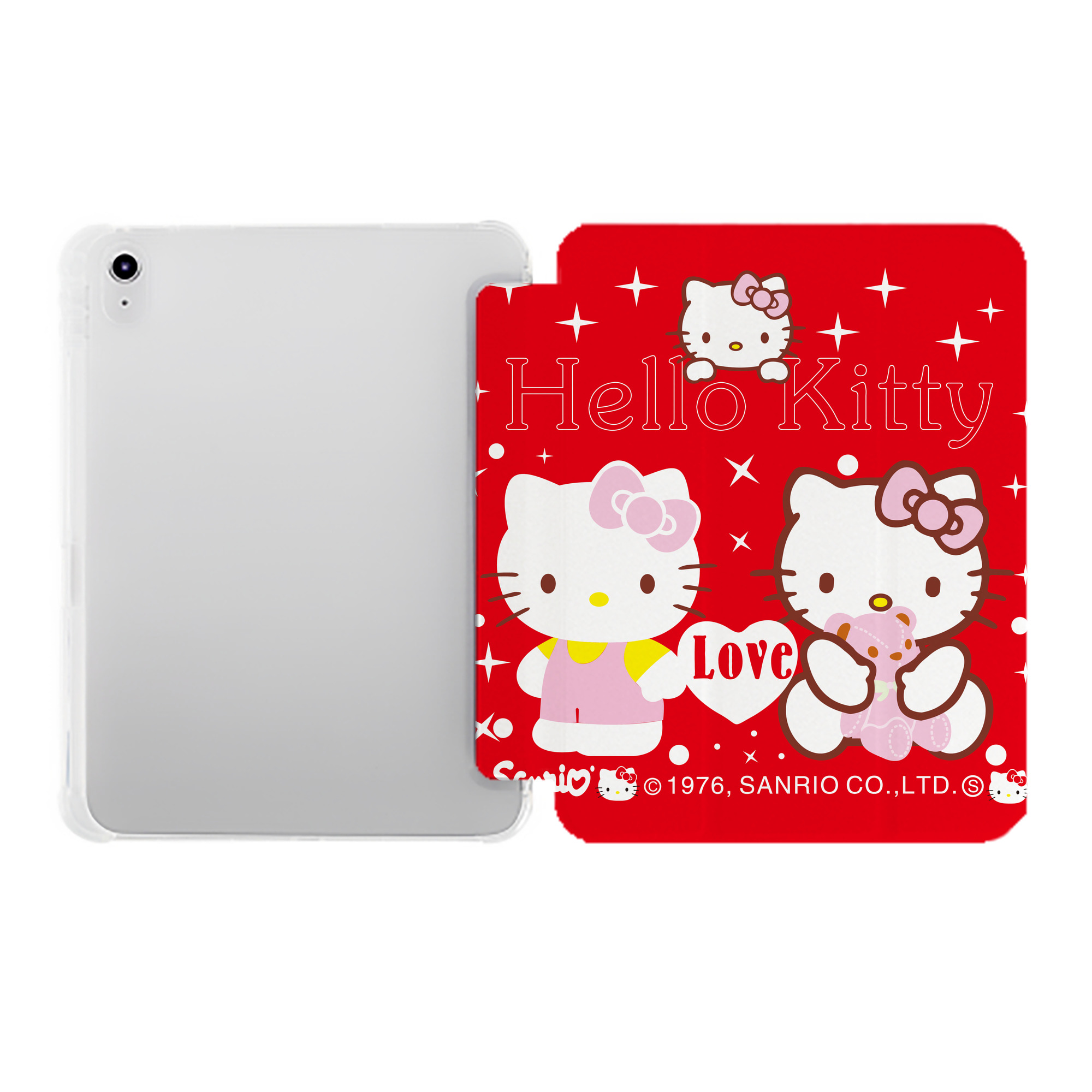 （画像用） Hello Kitty ハローキティ IPad ケース ペン収納付き 三つ折りスタンド PUレザー×シリコン 対応機種9.5/10.5/10.9インチ